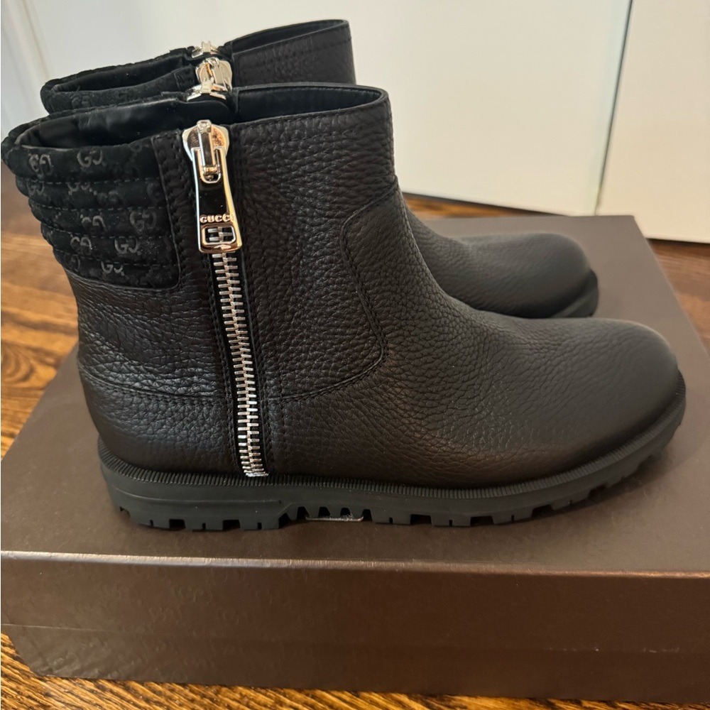 Gucci Women's Textured GG Black Ankle Booties